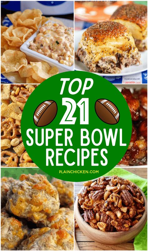 Top 21 Super Bowl Party Recipes - the best of the best on Pinterest! Something for everyone!! Dips, sandwiches, sausage balls, mixed nuts, snack mix. You will definitely score a touchdown with these recipes!!! #superbowl #football #superbowlparty Sponsored by Glass Barn Best Superbowl Food, Super Bowl Foods, Gameday Food, Easy Super Bowl, Veggie Cups, Football Party Foods, Superbowl Food, Tailgate Ideas, Super Bowl Party Food