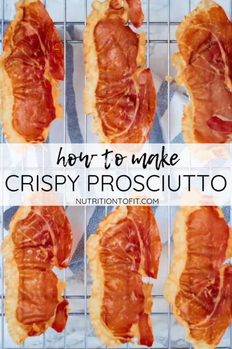 Crispy prosciutto is a simple and delicious way to elevate vegetable dishes, pastas, salads, sandwiches, and even enjoy on its own. Recipes For Prosciutto, Prosciutto Recipes Breakfast, Healthy Prosciutto Recipes, Recipes Using Prosciutto, Diced Prosciutto Recipes, Prochutto Recipes, Pasta Prosciutto Recipes, Prochutto Recipes Prosciutto, Crispy Prosciutto Sandwich