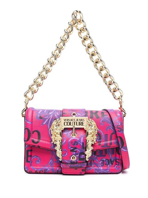 Pretty Purses, Versace Bag, Pink Shoulder Bags, Versace Pink, Statement Handbag, Unique Handbag, Minimalist Bag, Couture Bags, Violet Purple