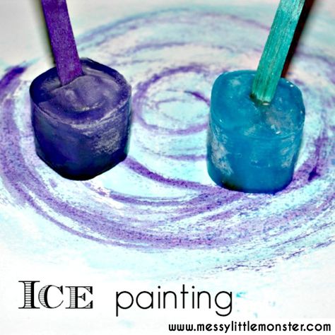 Painting Ideas For Toddlers, Mess Free Painting, Polar Bear Craft, Ice Painting, Snowflakes Art, Snowflake Craft, Winter Art Projects, Winter Project, Toddlers And Preschoolers