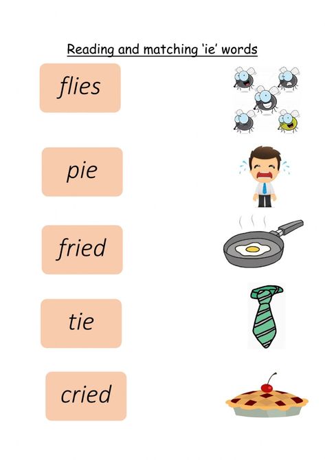 'ie' words online worksheet for P1. You can do the exercises online or download the worksheet as pdf. Ie Words Worksheet, Ie Words Phonics, Match Worksheet, Ee Words, Capital Letters Worksheet, Preschool Counting Worksheets, Phonics Worksheets Free, Cvc Words Worksheets, Cvc Words Kindergarten