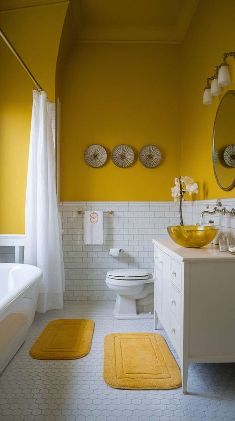 25+ Girly Bathroom Ideas Yellow Subway Tile Bathroom, Girly Bathroom Ideas, Girly Bathroom, Girl Bathrooms, Yellow Bathroom, Girls Bathroom, Bathroom Inspiration, Bathroom Ideas, Creative Ideas