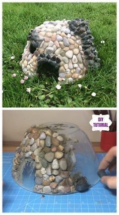 Fairy House Tutorial, Stone Fairy House, Kandang Hamster, House Tutorial, Fairy Garden Plants, Fairy House Diy, Fairy Garden Designs, Rock House, Fairy Gnome