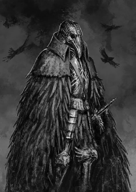 Crow Knight by Rotaken.deviantart.com on @DeviantArt Dungeon Monsters, Gerobak Dorong, Crow Mask, Heroic Fantasy, 다크 판타지, Knight Art, Bloodborne, Dungeons And Dragons Characters, Dnd Art