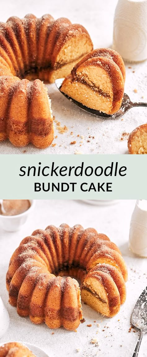 Snickerdoodle Bundt Cake, Bunt Cake Recipe, Bundt Pan Recipes, Snickerdoodle Cake, Bundt Recipes, Easy Bundt Cake, Seasonal Desserts, Snickerdoodle Cookies, Easy Cinnamon