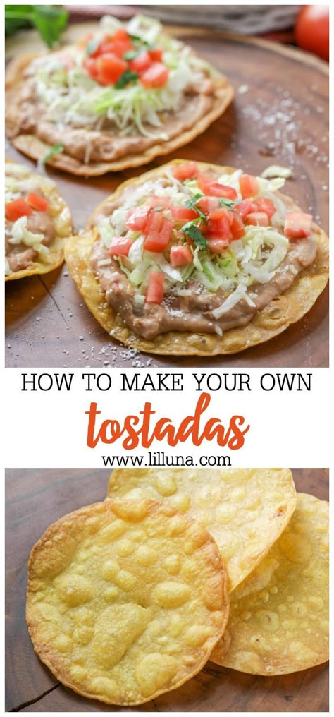 Open face tostadas topped with all of your favorite Mexican ingredients! These tasty tostadas are a frequent meal in this house! Mexican Tostadas, Mexican Ingredients, Tostada Recipes, Easy Mexican, Mexican Food Recipes Easy, In This House, Open Face, Mexican Food Recipes Authentic, Mexican Recipes