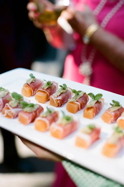 Prosciutto Appetizer, Wedding Canapes, Hamburger Sliders, Italian Buffet, Wedding Appetizers, Reception Food, Appetizer Menu, Wedding Reception Food, Water Wedding