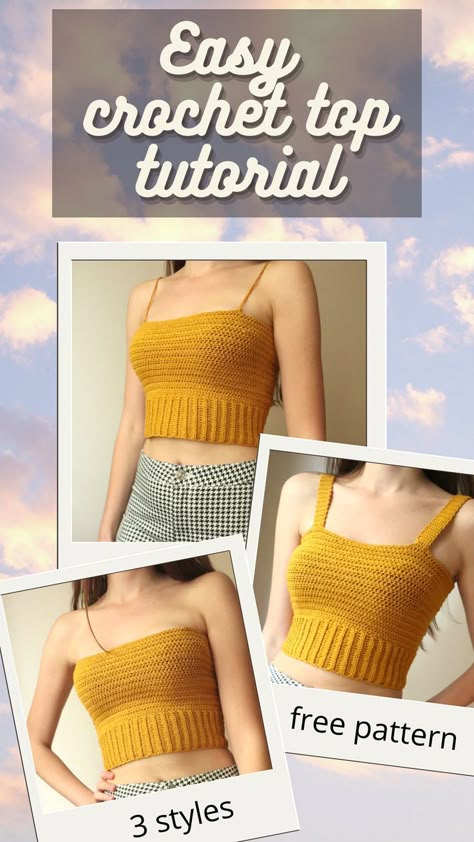 Crochet Top For Beginners, Diy Crochet Top Pattern, Crochet Halter Top Pattern Free, Cute Crochet Top, Tops A Crochet, Easy Crochet Top, Crochet Modern, Diy Crochet Top, Crochet Halter Top Pattern