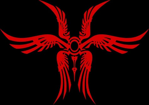 Fallen Angel Symbol, Fate Command Seals, Angels Envy, Primordial Gods, Thorn Bush, Fate Tattoo, Red Angel Wings, Symbol Ideas, Tattoos Symbols