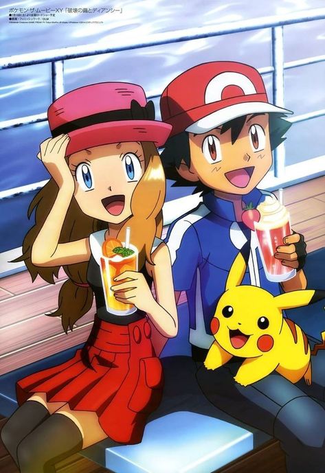 Ash And Serena, Pokemon Pikachu, Pokemon Characters, Pikachu, Ash, Pokemon, Pokémon