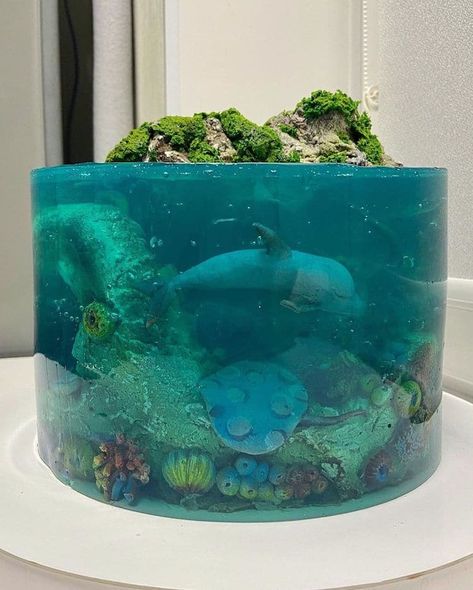 Torte Creative, Island Cake, Ocean Cakes, Jello Cake, Sea Cakes, Torte Cupcake, Fathers Day Cake, Bread Art, Jelly Cake