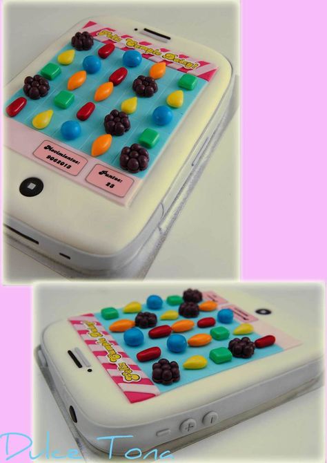 Candy Crush Cake, Car Shaped Cake, Candy Crush Cakes, Iphone Cake, Crush Cake, Fondant Candy, Dad Birthday Cakes, Elegant Birthday Cakes, Candy Crush Saga