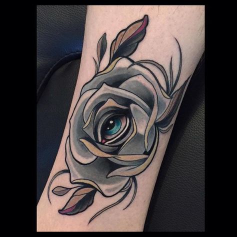 @brian_povak @brian_povak @brian_povak #tattoo #tattoomagazine #tattoocollectors #neotraditional #newtraditional #thenewtraditionalists Rose With Eye Tattoo, Rose Eye Tattoo, Eye Rose Tattoo, Traditional Tattoo Rose, Greek Evil Eye Tattoo, Hippie Juice, Rose Tattoo Stencil, Gothic Alphabet, Traditional Flowers