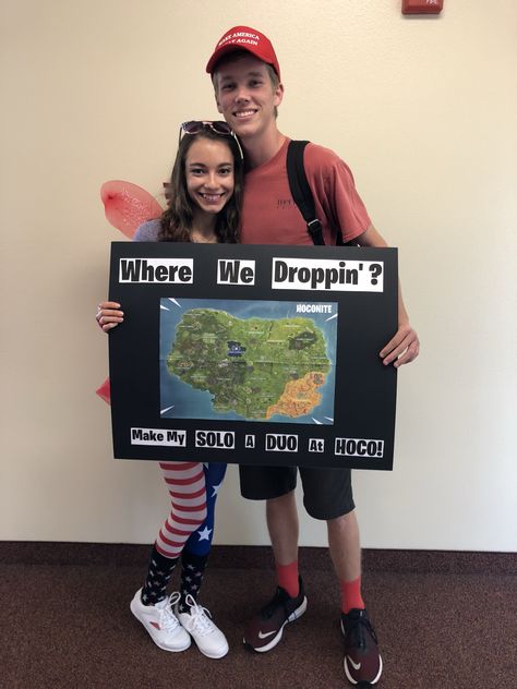 hoco proposal, homecoming, hoco, fortnite, hoco2018 Basketball Promposal, Sadies Proposal, Cute Hoco Proposals, Homecoming Poster Ideas, Formal Proposals, Cute Promposals, School Dance Ideas, Prom Posters, Homecoming Signs