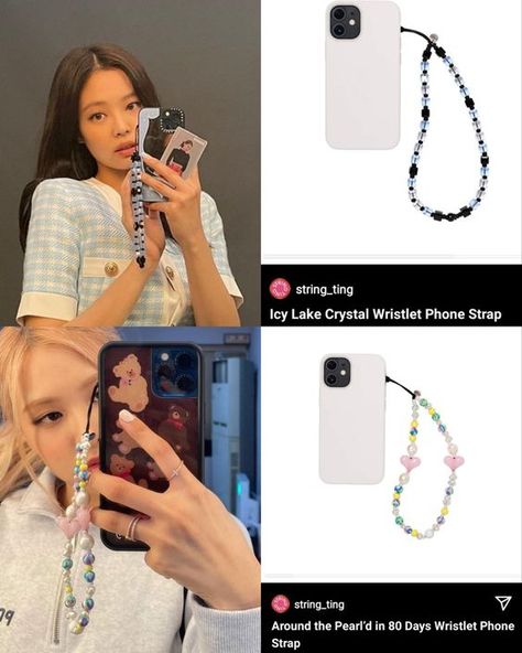 Jewelry Kpop Blackpink, Blackpink Beaded Jewelry, Blackpink Jewelry Diy, Beaded Phone Lanyard, Jewelry Kpop, Beaded Phone Strap, Phone Keychain, Pop Jewelry, Diy Beaded Rings