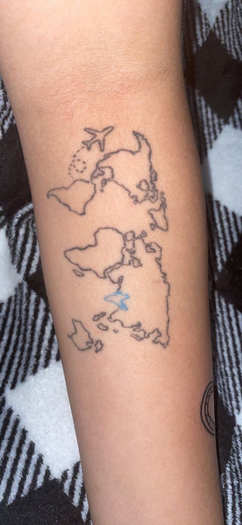 Map tattoo with plane and india highlighted in blue India Map Tattoo Design, Map Tattoo Design, Plane Coloring Pages, Thigh Band Tattoo, Jewelry Tattoo Designs, Arm Wrap Tattoo, Map Tattoo, Map Nursery, Tattoo Minimal