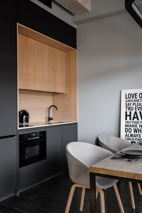 Hotel Kitchenette, Kitchen Wallpaper Design, Studio Kitchenette, Kitchenette Design, Modern Apartment Design, Deco Studio, Studio Kitchen, Loft Design, Kitchen Room Design