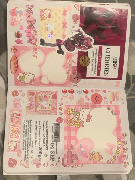 #journal Kawaii Junk Journal, How To Junk Journal, Kpop Journal Ideas, Journal Inspiration Writing, Bullet Journal Notes, Hello Kitty Crafts, Sketchbook Cover, Pretty Journals, Journal Spreads