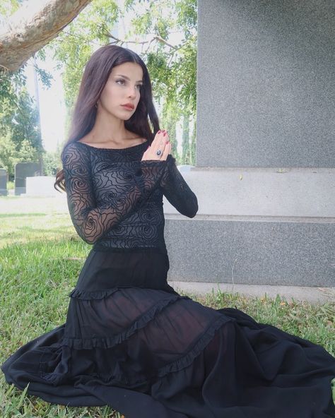 dream girl @the_lovewitch__ in the neira top & norah skirt Love Witch Outfit, The Love Witch Outfits, Gothic Poses, Gothic Summer, Graveyard Girl, Girly Goth, No Ordinary Girl, Gothic Princess, Poison Apple