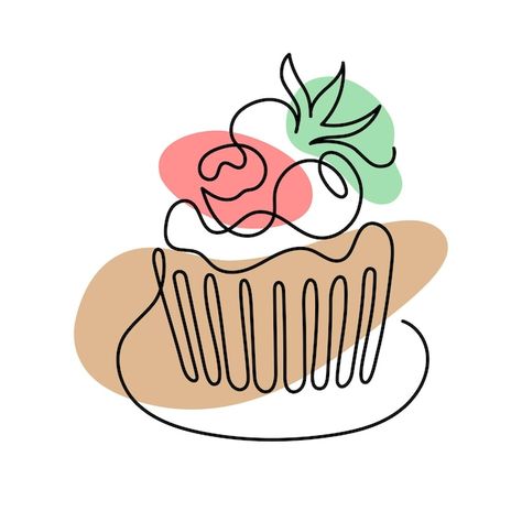 Cake Line Art, Logo Postres, Bakery Concept, Cake Business Cards, Cake With Berries, Cafe And Bakery, Logo Cafe, Cake Logo Design, Illustrator Design Tutorial