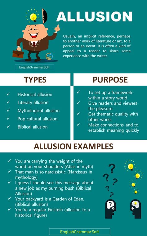 Allusion Examples Allusions In Literature, Apostrophe Examples, Allusion Examples, Railings Design, Leadership Communication, Literary Terms, Study English Language, Literary Elements, Common Knowledge