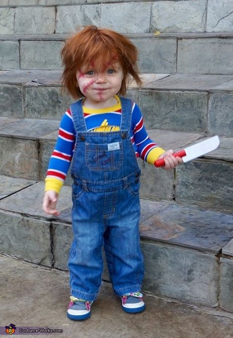 Baby Chucky Costume, Toddler Chucky Costume, Chucky Costume For Kids, Chucky Doll Costume, Chucky Halloween Costume, Chucky Costume, Chucky Halloween, Funny Couple Halloween Costumes