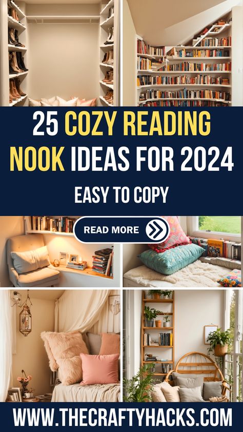 25 Cozy Reading Nook Ideas – The Crafty Hacks Bedroom Reading Nook Cozy Corner, Small Reading Nook Cozy Corner, Library Walls, Bedroom Reading Corner, Wall Nook, Fall Bedroom Ideas, Reading Nook Ideas, Reading Rooms, Future Library