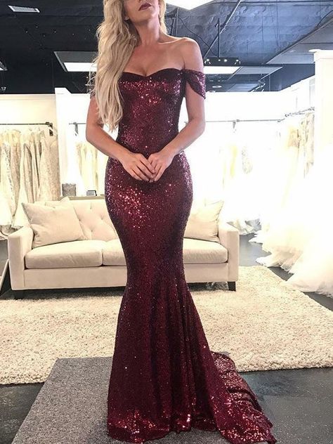 Cheap burgundy sequin mermaid formal dresses. Maroon mermaid dress. Maroon Formal Dress, Prom Dresses Trendy, Sweep Train Prom Dress, Prom Dresses Cheap, Prom Dresses Long Mermaid, Winter Formal Dresses, Prom Dresses 2020, Mermaid Sequin, Long Prom Gowns