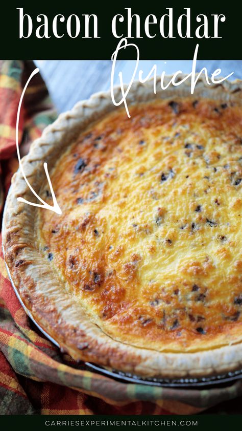 The perfect combination of crispy bacon, Cheddar cheese and a flaky crust makes this savory quiche perfect for any meal. Bacon And Cheddar Cheese Grits Quiche, Homestyle Bacon And Cheese Quiche, Bacon Cheddar Quiche, Bacon Egg And Cheese Quiche Crustless, Savory Quiche, Hash Brown Crust For Quiche, Bacon Quiche Recipe, Bacon And Cheese Quiche, Cheddar Quiche