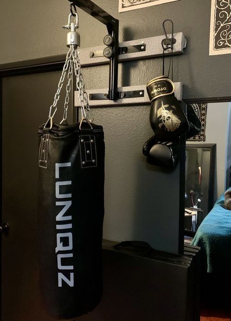 Boxing Bedroom, House Essentials, Punching Bag, Bedroom Aesthetic, Boxing, Gym, Bedroom, Quick Saves