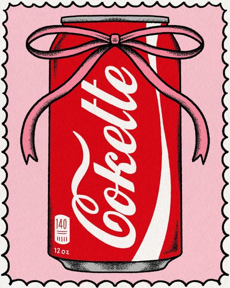 Coquette + Coke= Cokette 🎀🥤 (debated coke-uette but it felt too long) 324/365 | Instagram Coke Bottle Tattoo Outline, Coke Zero Aesthetic, Coca Cola Aesthetic, Coquette Drawing, Coca Cola Illustration, Burger Drawing, Disco Wallpaper, Preppy Prints, Binder Cover Templates