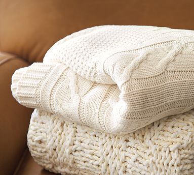 | Copy Cat Chic | chic for cheap: Pottery Barn Cable Knit Throw Natural Cottage, Cable Knit Throw Blanket, Cable Knit Blankets, Cable Knit Throw, Shoe Rack Living Room, Knit Throw, Organic Cotton Yarn, Knit Throw Blanket, Thrown Pottery