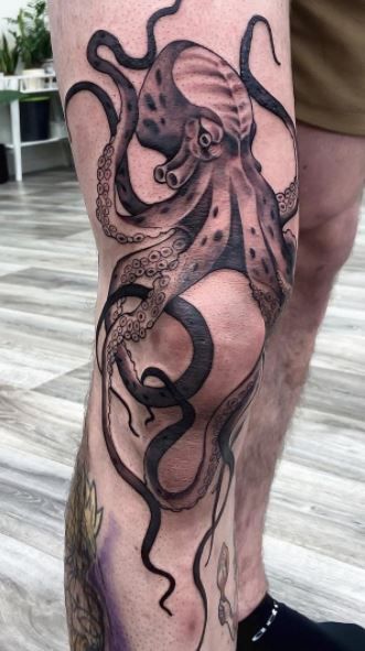 Kraken Tattoo Leg, Octopus Tattoos On Thigh, Octopus Tattoo On Leg, Octopus Tattoos Knee, Kraken Leg Tattoo, Octopus Leg Tattoo Men, Mens Octopus Tattoo, Octopus Tattoo Leg, Octopus Tattoos Arm