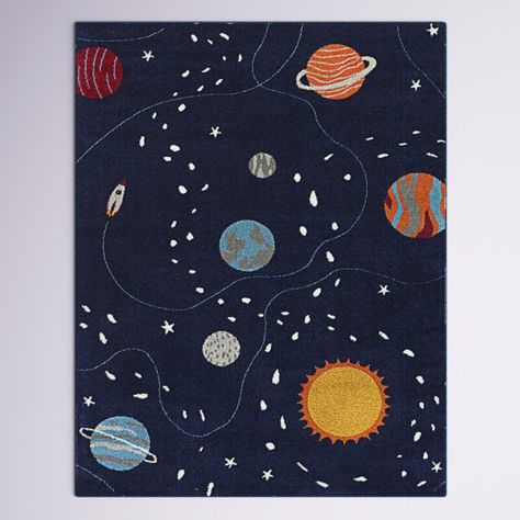 Space Explorer, Kids Area Rugs, Space Rug, Hand Hooked Rugs, Quilts Ideas, Navy Rug, Navy Blue Area Rug, Navy Area Rug, Yellow Rug