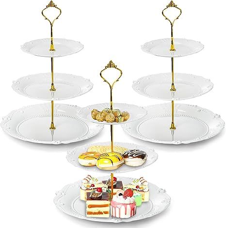 Amazon.com: Fasmov 3 Pack Plastic Cupcake Stand, 3 Tier Cupcake Stand Dessert Plates Cake Fruit Candy Display Tower Reusable Pastry Platter for Wedding Birthday Baby Shower Tea Party Decorations - White : Home & Kitchen Pastry Platter, Tiered Cupcake Display, Tiered Serving Stand, 3 Tier Cupcake Stand, Tiered Dessert Stand, Tiered Cake Stands, Cupcake Display Stand, Display Tower, Cupcake Tiers Stand