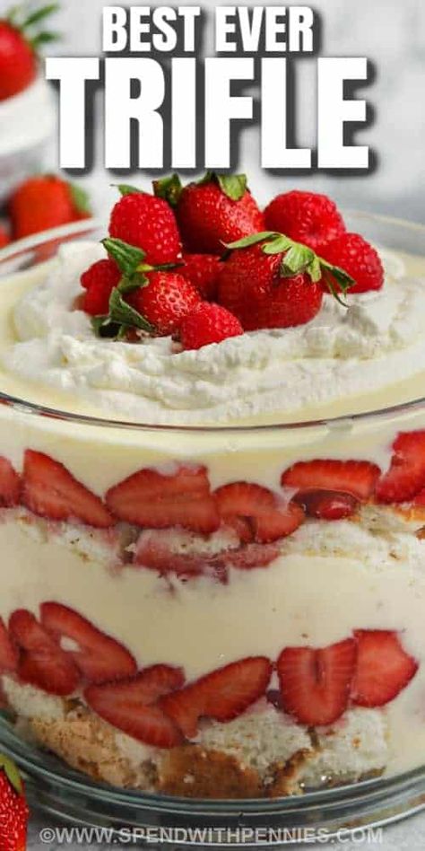 Angle Food Cake Strawberry Trifle, Strawberry Truffle Dessert, Strawberry Trifle Angel Food Cake, Strawberry Trifle With Pound Cake, Easy Strawberry Trifle, Strawberry Cheesecake Trifle Recipe, Strawberry Cheesecake Trifle, Flavored Cheesecake, Shortcake Trifle