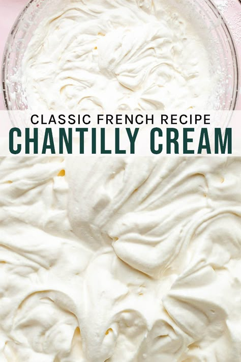 Whip Cream Recipe, Cream Chantilly, Chantilly Cake Recipe, Iced Cream, Ice Cream Aesthetic, Cake Filling Recipes, Frosting Recipes Easy, Recipes With Whipping Cream, Chantilly Cream