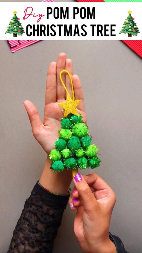 Cute pom pom Christmas DIY tree for preschoolers to learn this year | Diy christmas tree, Decorative pom-poms, Paper pom pom Christmas Diy Tree, Christmas Pom Pom Crafts, Pom Pom Christmas, Preschool Christmas Activities, Christmas Crafts Diy Projects, Paper Pom Pom, Pallet Christmas Tree, Christmas Crafts For Kids To Make