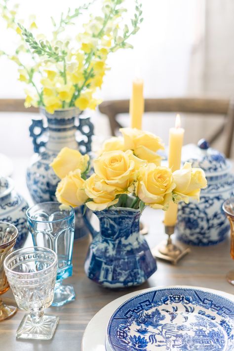 Diy Dessert Table, Blue Yellow Weddings, Yellow Birthday Parties, Blue Table Settings, Lemon Themed Bridal Shower, Floral Wedding Inspiration, Luxurious Garden, Yellow Wedding Theme, White Floral Wedding