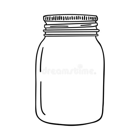 Hand drawn mason jar. Contour sketch. Vector. Illustration #Sponsored , #PAID, #Paid, #drawn, #jar, #Vector, #mason Jar Sketch Drawings, Magic Jar Illustration, How To Draw A Jar, Mason Jar Illustration, Mason Jar Doodle, Jar Drawing Illustration, Tip Jar Drawing, Mason Jar Sketch, Jar Doodle