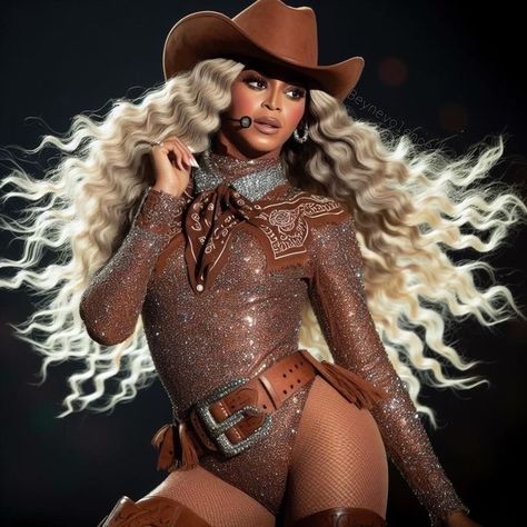 Beyonce On Stage Outfits, Beyonce Western Outfits, Beyoncé Cowgirl, Beyonce Cowgirl, Charity Core, H.e.r Singer, Cowboy Carter, Western Glam, Rodeo Party