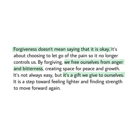 Forgiveness is letting go of the bitterness we carry, not because it’s easy or because what happened was okay, but because we deserve peace. It’s a way to get rid of the weight that keeps us stuck in the past. By forgiving, we’re giving ourselves the freedom to move forward in our own journey.🤍🤍 ✨️visit my profile✨️ ✨️follow for more✨️ #quote #quotes #motivation #motivationalquotes #inspiration #inspirational #inspirationalquotes #feelings #forgiveness #selflove #selfreminder Forgive Others Not Because They Deserve, Quotes For Letting Go Of The Past, Forgiving Someone Who Hurt You, Quotes About Forgiving Someone, Forgiving Yourself Quotes, Let Go Of The Past Quotes, Quotes About Forgiving Yourself, Forgiving Quotes, Bitterness Quotes