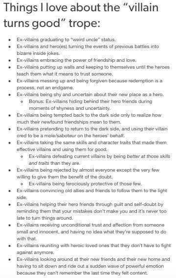 Villian prompt... But ex-villian Hero Turns Villain, Villain Redemption Arc, Hero And Villain Tropes, How To Write A Villain Arc, Writing Redemption Arcs, Villain Plot Ideas, How To Write A Redemption Arc, Starting Lines For Stories, Hero And Villain Writing Prompts Funny