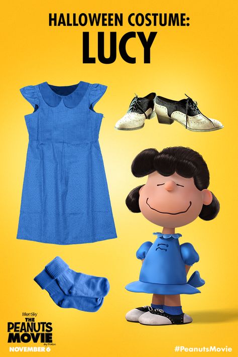 Here�’s some advice: dress like Lucy this Halloween. #PeanutsHalloween Lucy Charlie Brown Costume, Lucy Van Pelt Costume, Peanuts Gang Costumes, Peanuts Costume, Charlie Brown Halloween Costumes, Peanuts Halloween Costume, Snoopy Costume, Gang Costumes, Peanut Costume