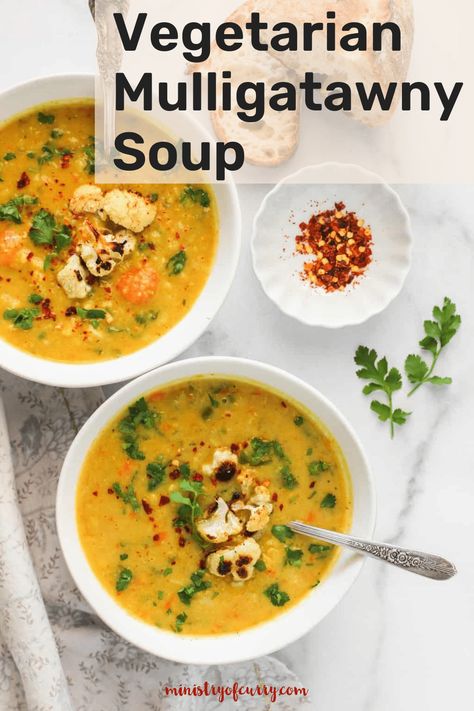 This vegetarian mulligatawny soup is a lower-carb version of a restaurant favorite and is super quick and easy to make in the Instant Pot #ministryofcurry #lowcarb #indianrecipes Malagatani Soup, Instant Pot Mulligatawny Soup, Indian Muligawtany Soup Recipe, Instant Pot Soup Vegetarian, Roast Vegetable Soup Recipe, Stew Vegetarian, Mulligatawny Soup, Roasted Vegetable Soup, Keto Soups