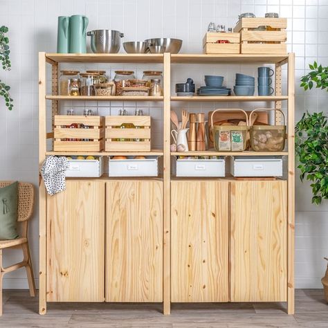 Ikea Kitchen Ivar, Ivar Kitchen Storage, Ivar Pantry Ideas, Ikea Ivar Pantry, Ivar Pantry, Ivar Kitchen, Ivar Ideas, Ikea Ivar Shelves, Ivar Regal