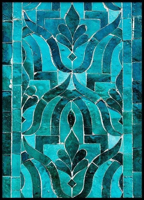 Morocco Landscape, African Prints Pattern, Turquoise Aesthetic, Gold Poster, Zellige Tile, Iranian Art, Nordic Interior, Tile Designs, Online Wall Art