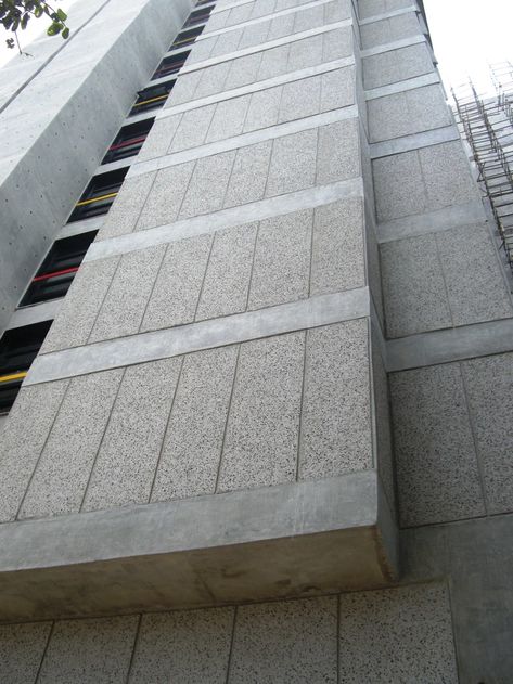 Exposed Aggregate Plaster / This is Better known a by Morbi Elegance | Archello Stone And Concrete Architecture, Plaster Facade, Exposed Aggregate, Apartment Block, Facade Material, Concrete Facade, Concrete Architecture, Stone Facade, Old Apartments