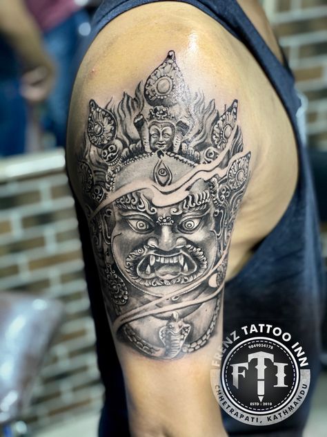 #frenztattooinn #bhairava #bhairabtattoo #bhairavtattoo #lordbhairav #tattoo #godtattoo Bhairava God Tattoo, Kal Bhairav Tattoo, Kaal Bhairav Tattoo Design, Bhairav Tattoo Design, Bhairav Tattoo, Bhairava God Art, Bali Tattoo, V Tattoo, Best Couple Tattoos