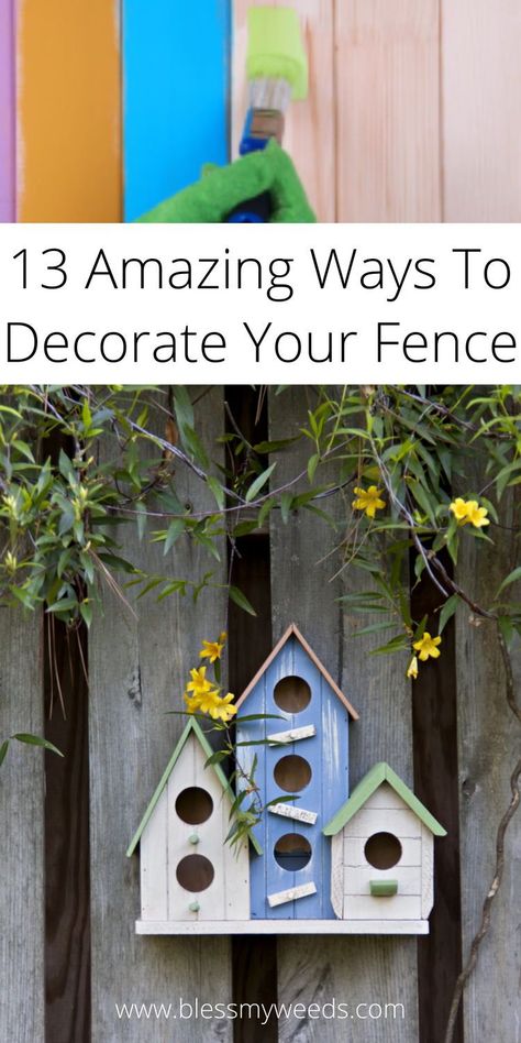 Fence Post Decor, Backyard Fence Ideas Decor, How To Decorate A Fence Backyard Ideas, Decorating A Fence Ideas, Decorate Fence Ideas, Painted Backyard Fence Ideas, Decorate A Fence Ideas, Old Wood Fence Ideas, Decorating Fences Ideas Backyards